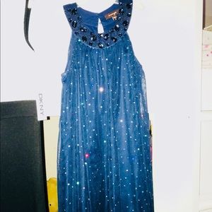 Girls sparkly navy dress